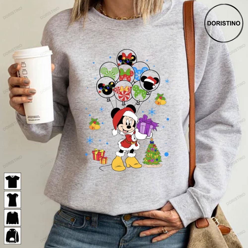 Christmas Cute Minnie Mouse With Balloons Limited Edition T-shirts