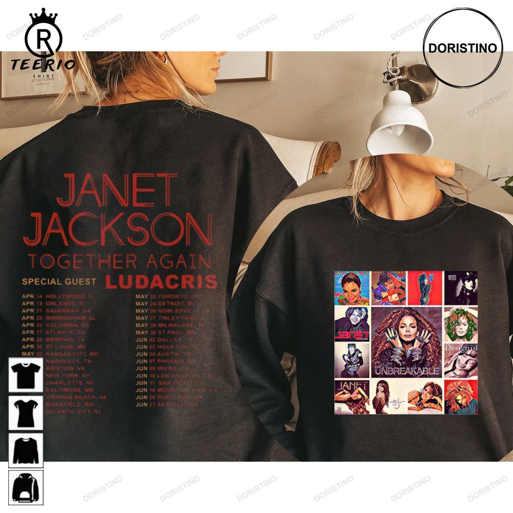 Janet Jackson Together Again Tour 2023 2 Sided Janet Awesome Shirts