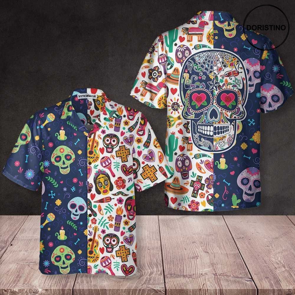 Dia De Los Muertos Mexican Skulls Flower Best Day Of The Dead Gift Awesome Hawaiian Shirt