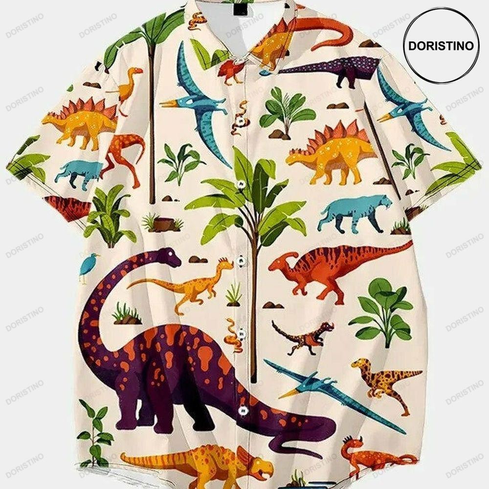 Dinosaurs Cartoon Beach Summer Beach Vintage Button Down Limited Edition Hawaiian Shirt