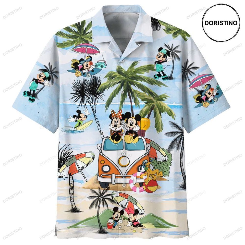 Disney Summer Mickey Mouse And Minnie Mouse Limited Edition Hawaiian Shirt