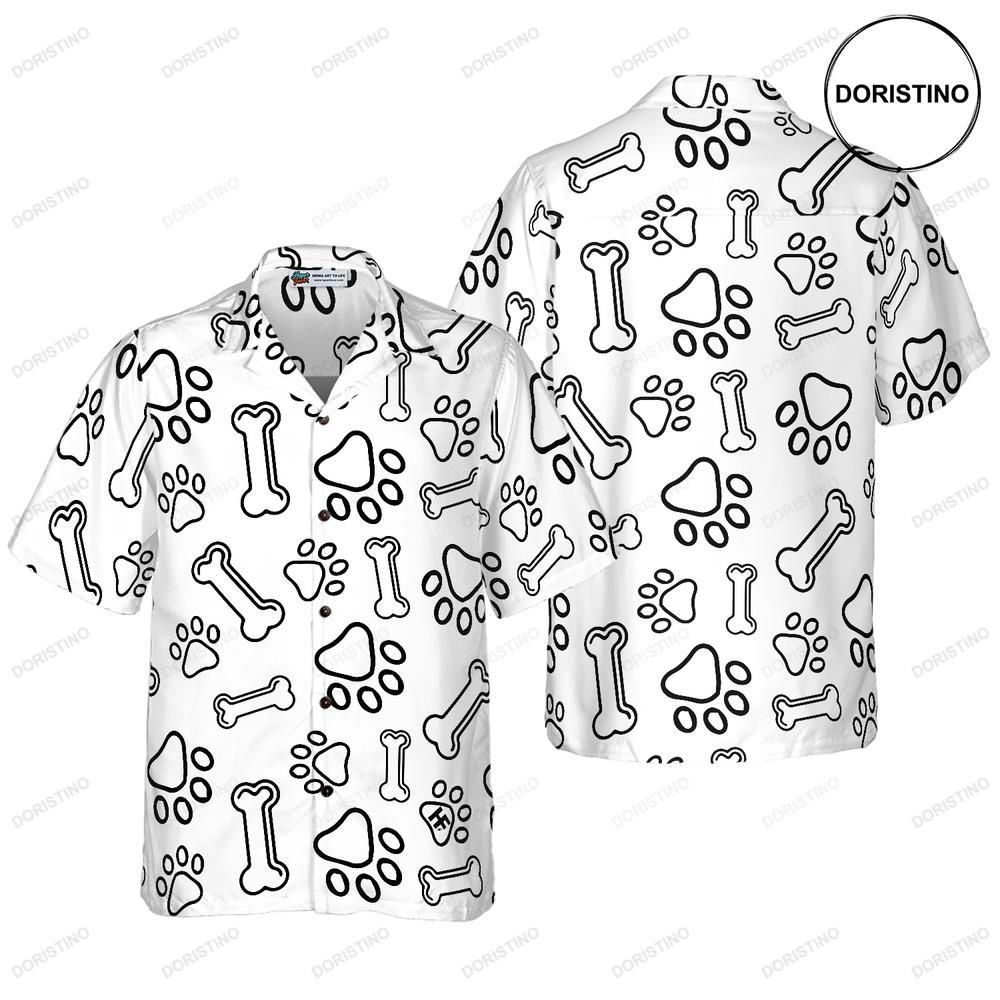 Dog Paw Bone And Pineapple Seamless Hawaiian Shirt