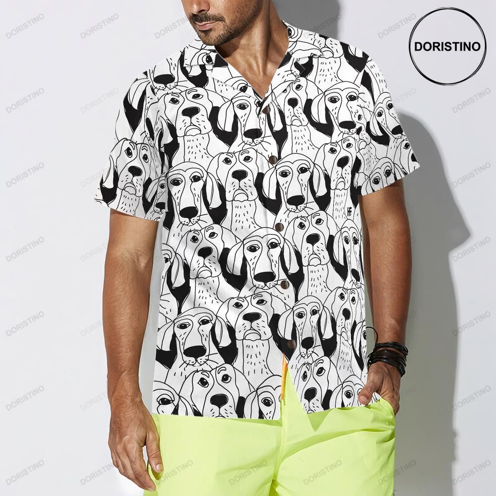 Dogs Emotions Black And White Seamless Awesome Hawaiian Shirt