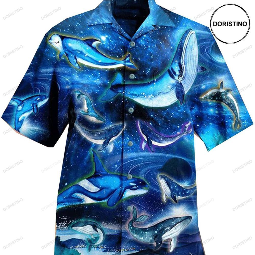 Dolphin Animal Blue Galaxy Hawaiian Shirt