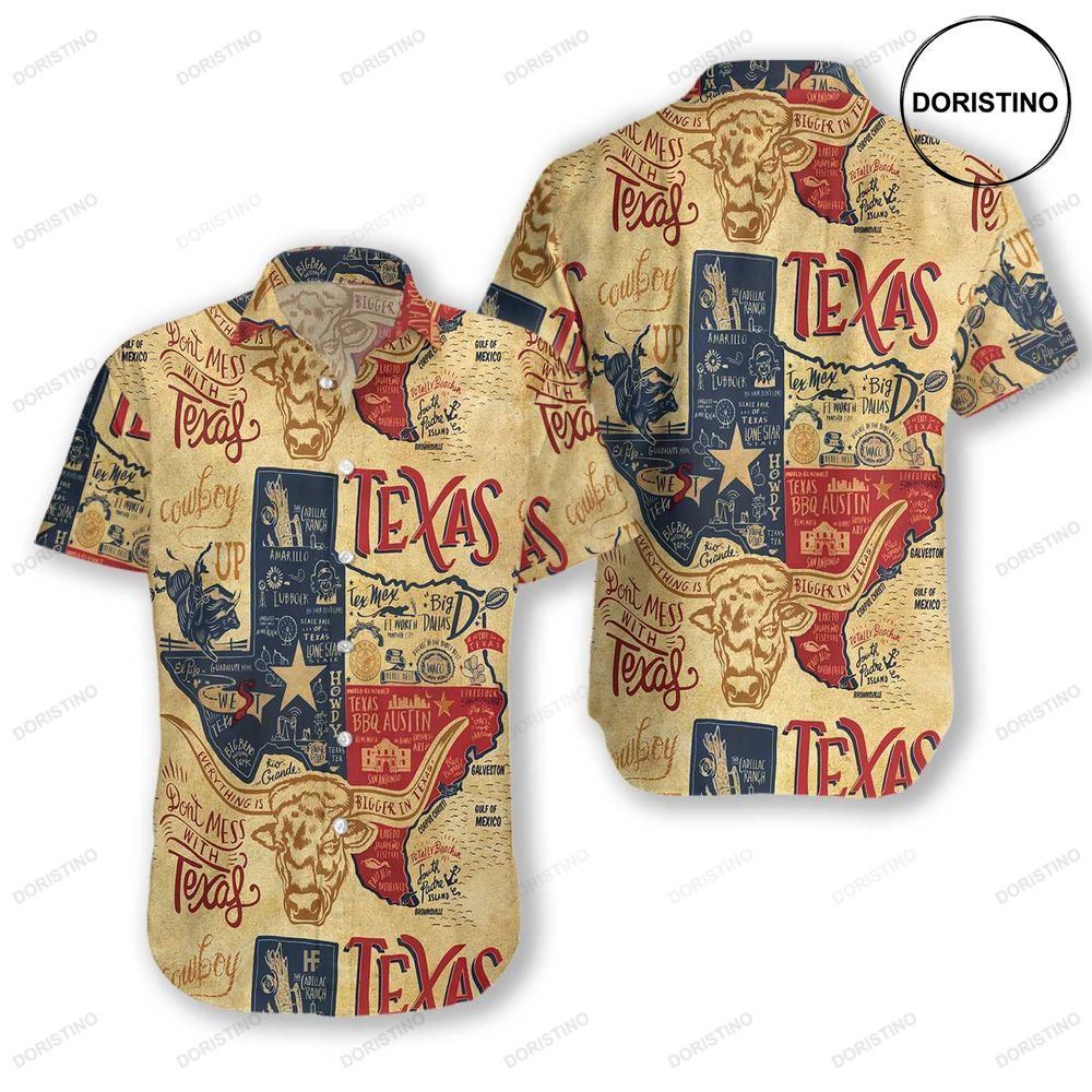 Don't Mess With Texas Longhorns Casual Short Sleeve State Of Texas For Men Patr Limited Edition Hawaiian Shirt
