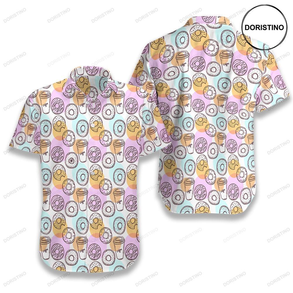 Donut And Coffee Seamless Pattern Hawaiian Shirt