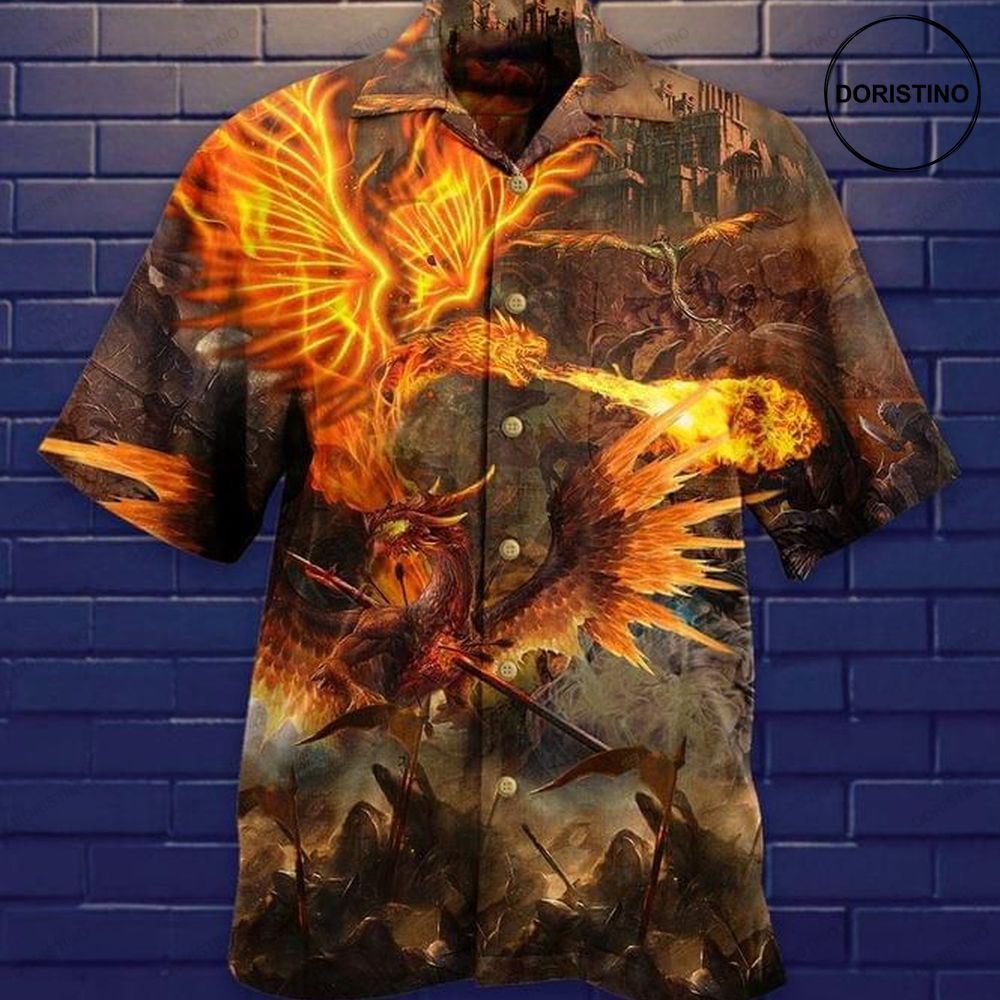 Dragon Fire Print Limited Edition Hawaiian Shirt