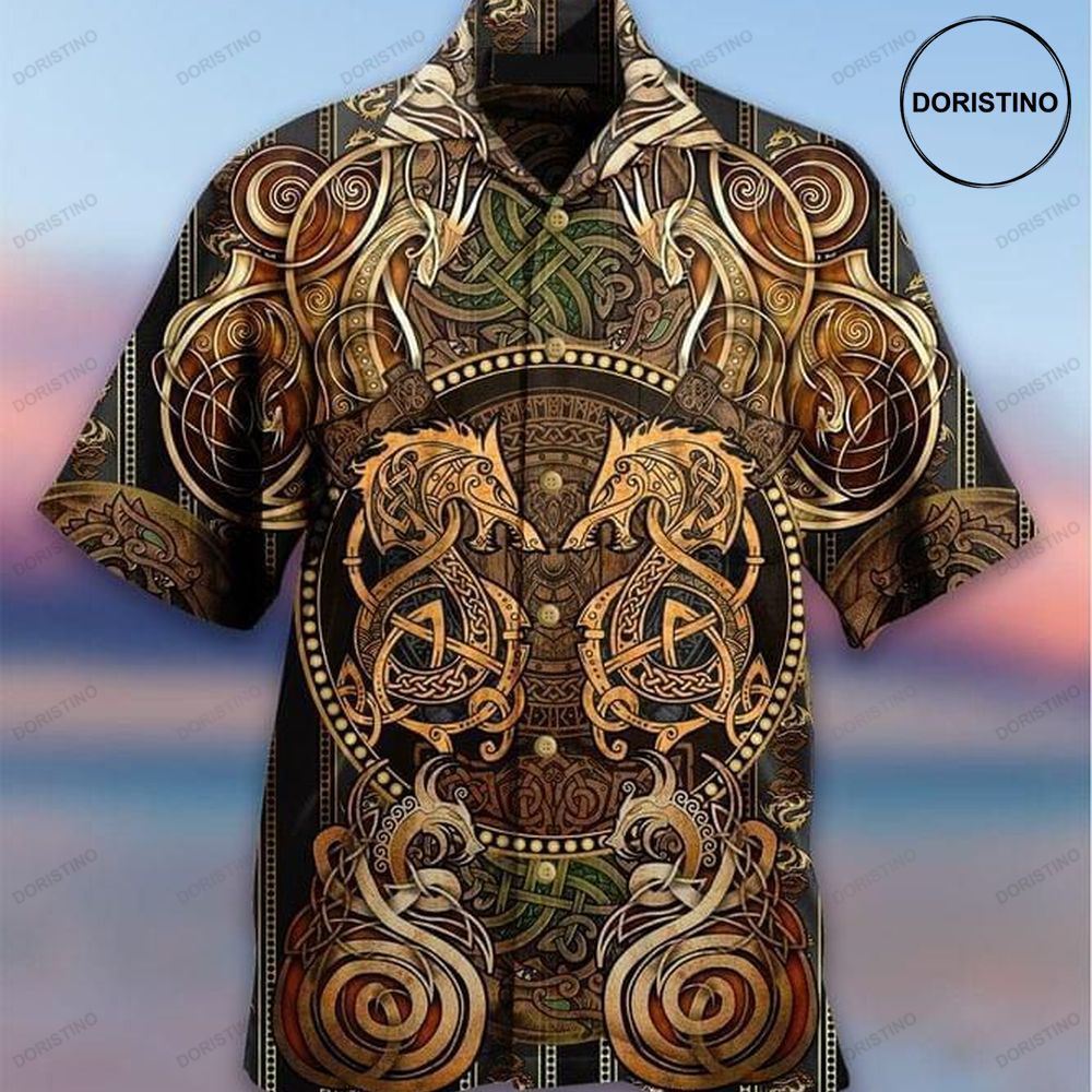 Dragon Viking Print Hawaiian Shirt