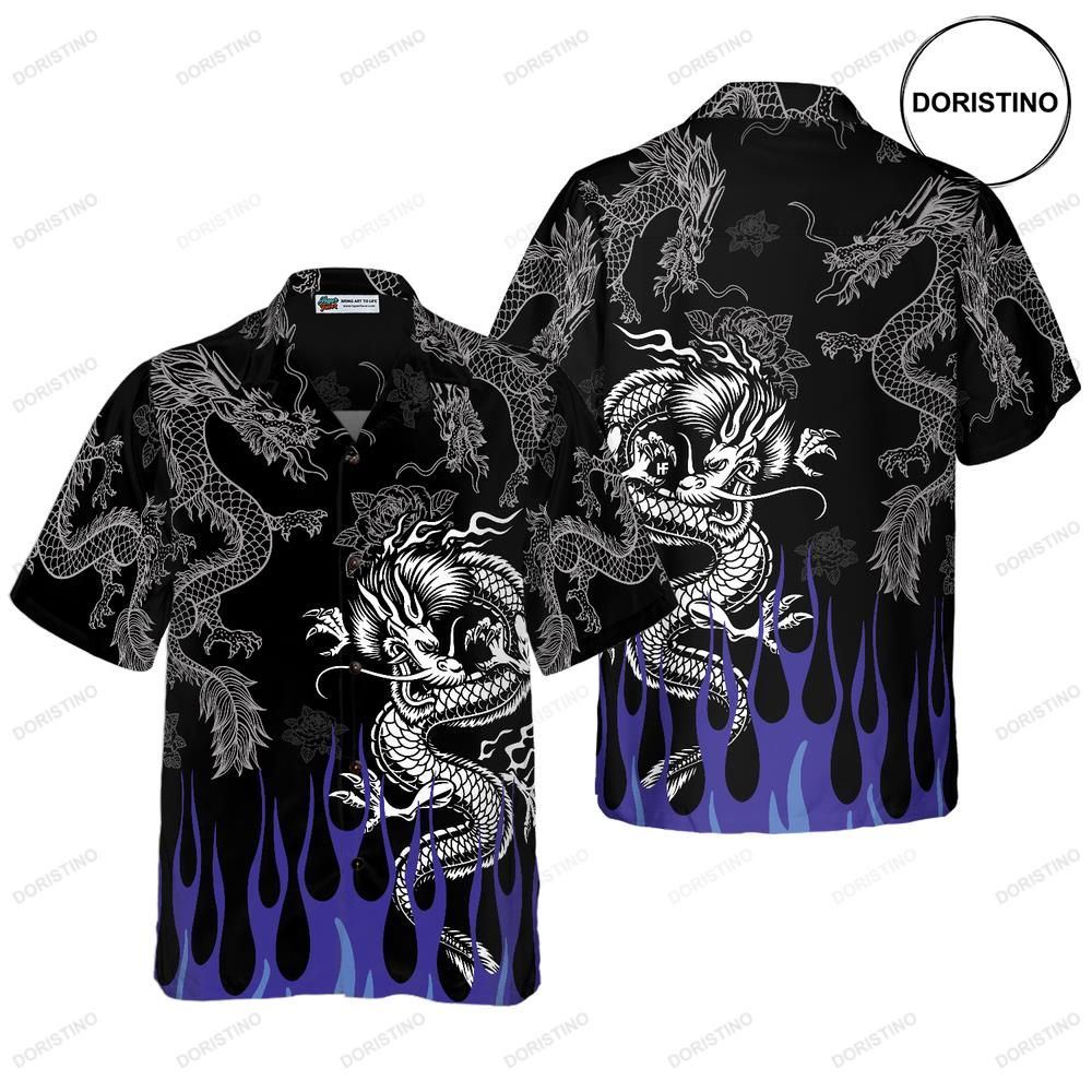 Dragon With Blue Flame Limited Edition Hawaiian Shirt