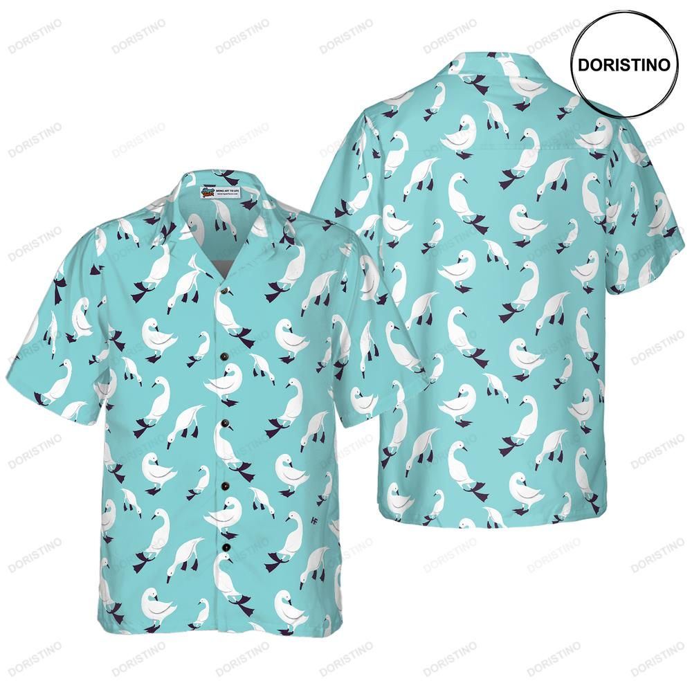 Ducks In Blue Awesome Hawaiian Shirt