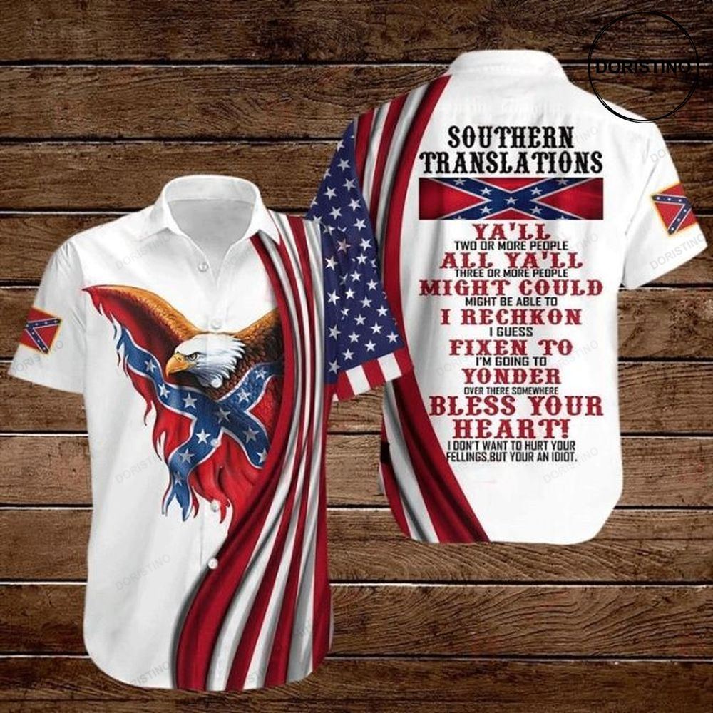Eagle American Flag 4th Of July Independence Day Southern Translations Yall Two Or More People Awesome Hawaiian Shirt