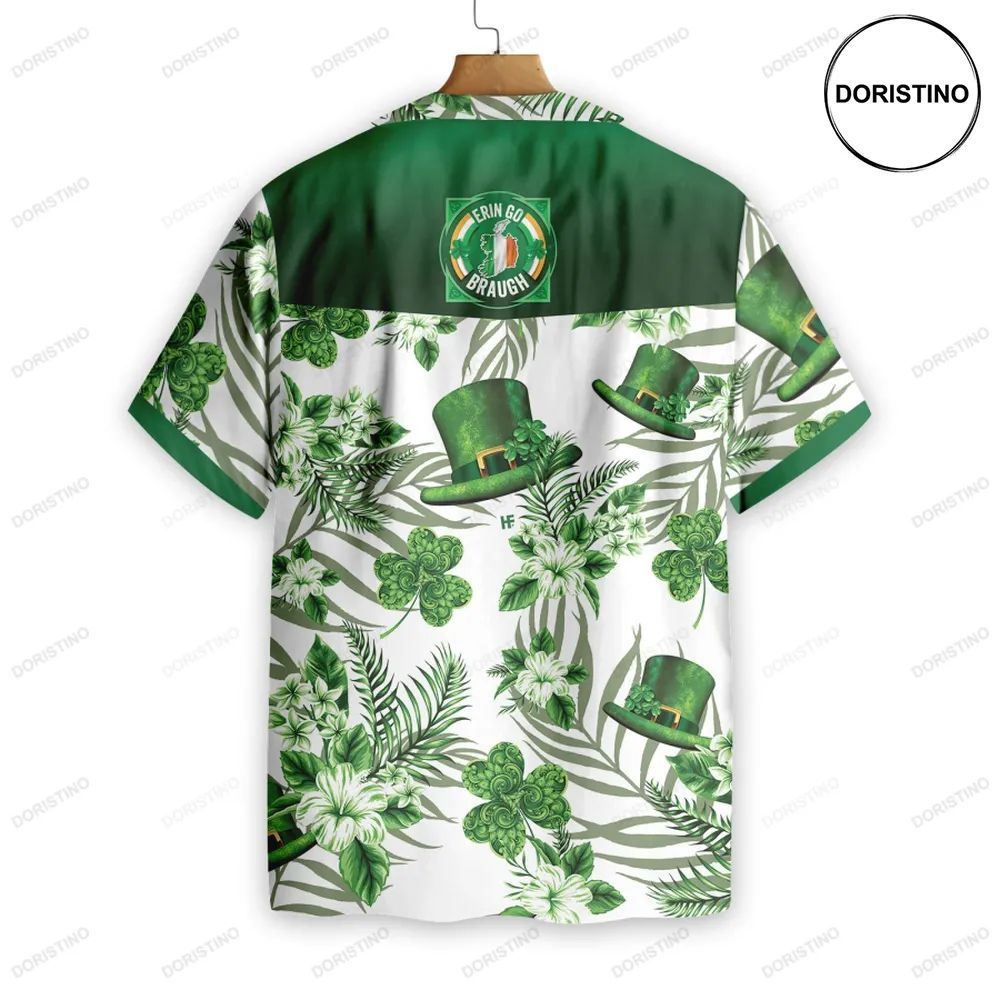 Erin Go Braugh Ireland Green Hat And Shamrock Pattern Limited Edition Hawaiian Shirt