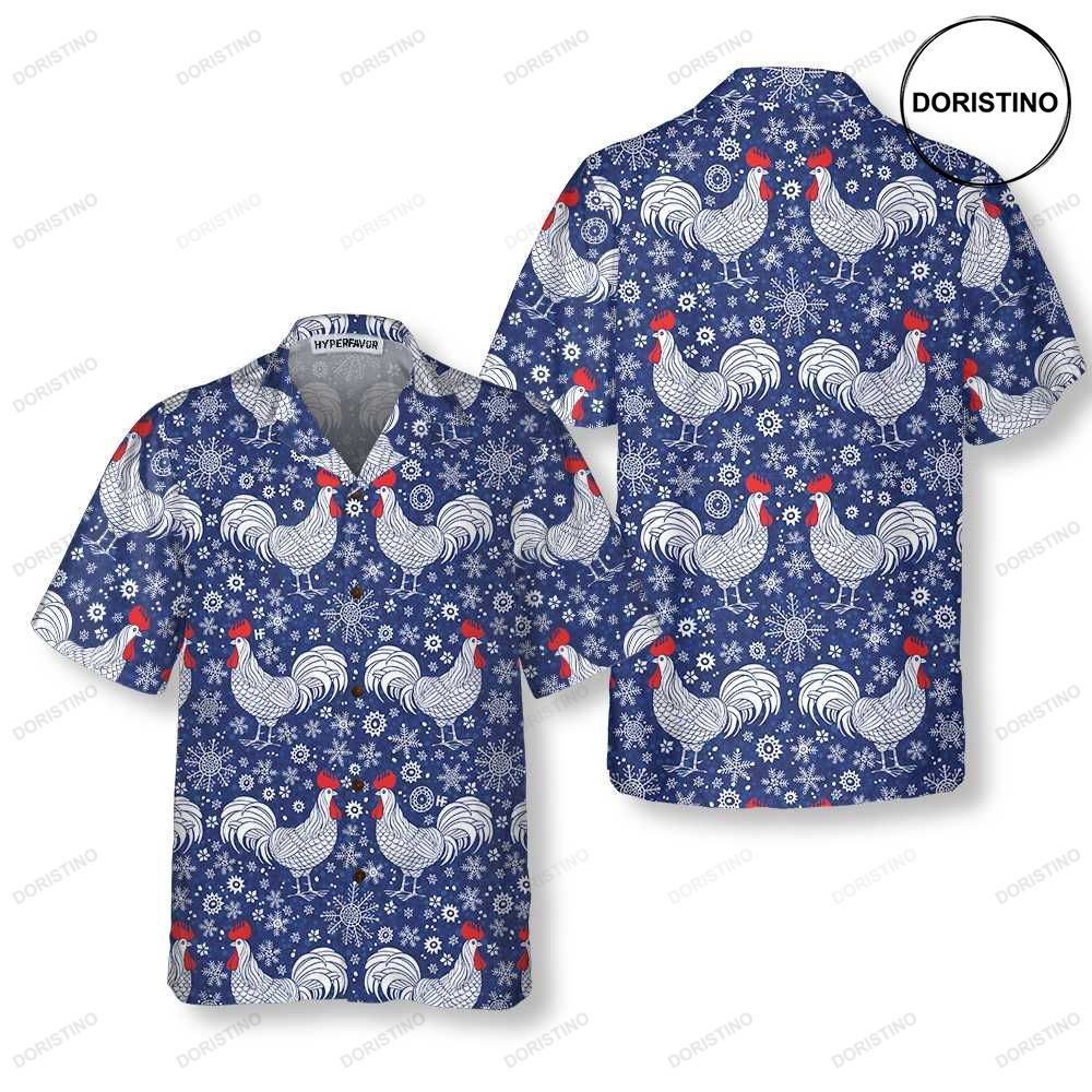 Festive Winter Rooster Unique Chicken For Men Women Limited Edition Hawaiian Shirt