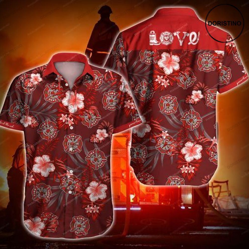 Firefighter Redd Love Red Awesome Hawaiian Shirt