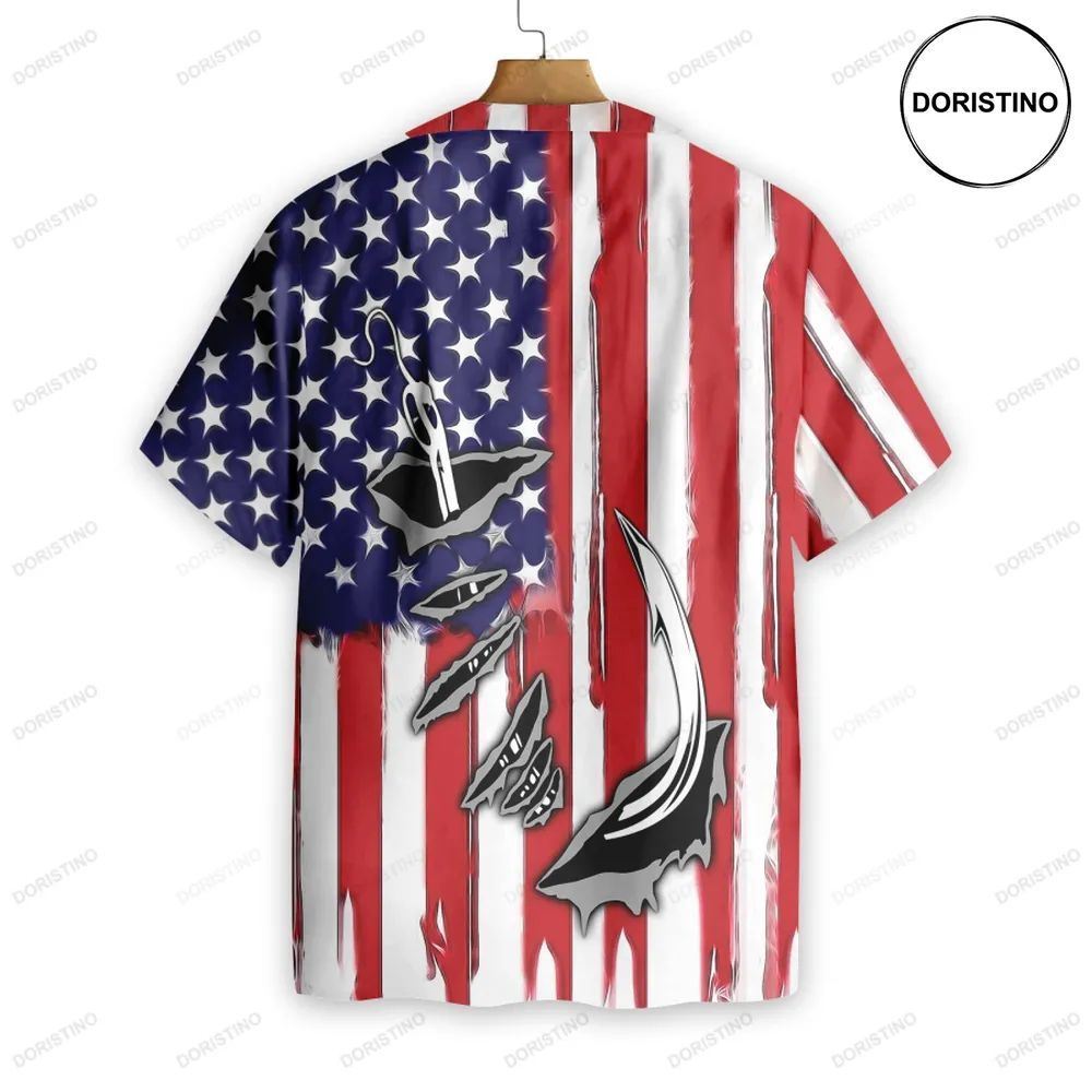 Fish Hook American Flag Limited Edition Hawaiian Shirt