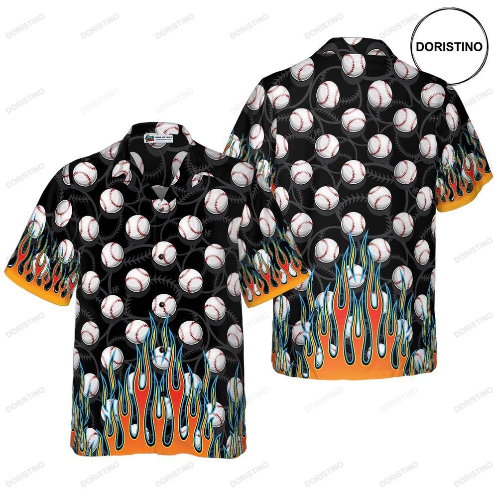 Flame Baseballs Awesome Hawaiian Shirt