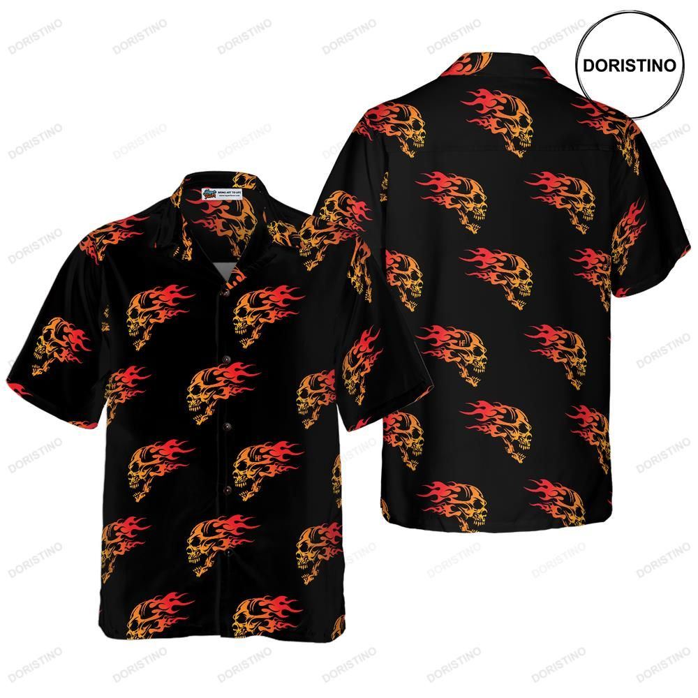 Flaming Angry Skull Awesome Hawaiian Shirt