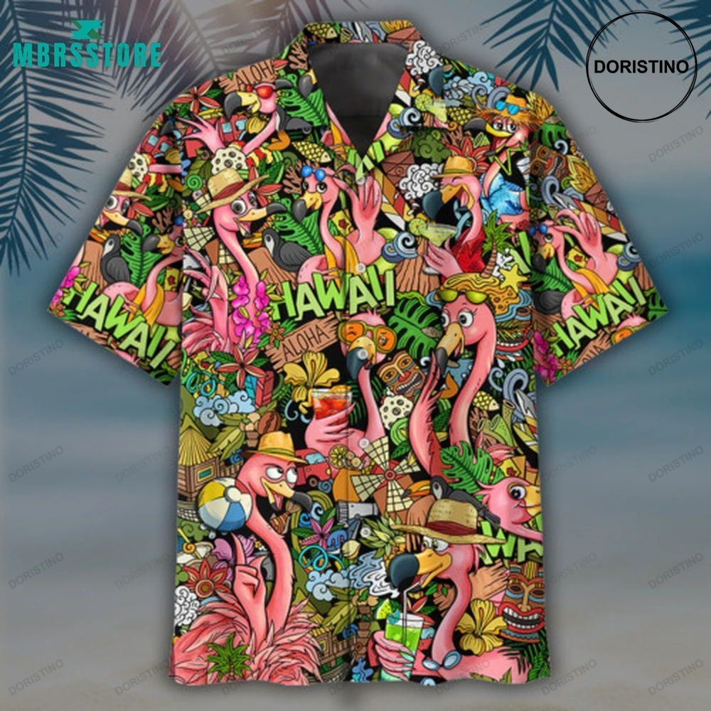 Flamingo Happy Summer Time Mother Day For Holiday Beach Awesome Hawaiian Shirt