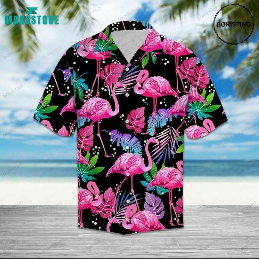 Flamingo Leaf Summer Pink Flamingo Aloha Fathers Day Friends Family Group Limited Edition Hawaiian Shirt