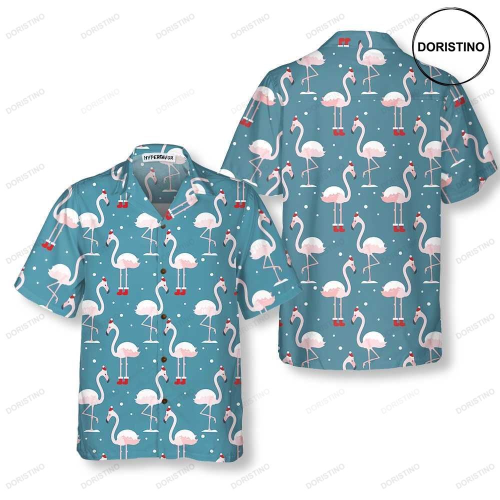 Flamingo On Christmas Holiday Flamingo In Santa Hat Christmas Best Xmas Gift Id Hawaiian Shirt