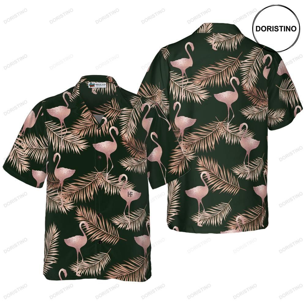 Flamingo Rose Gold Pattern Hawaiian Shirt