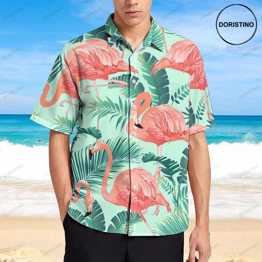 Flamingos Tropical Pot Leaf Awesome Hawaiian Shirt