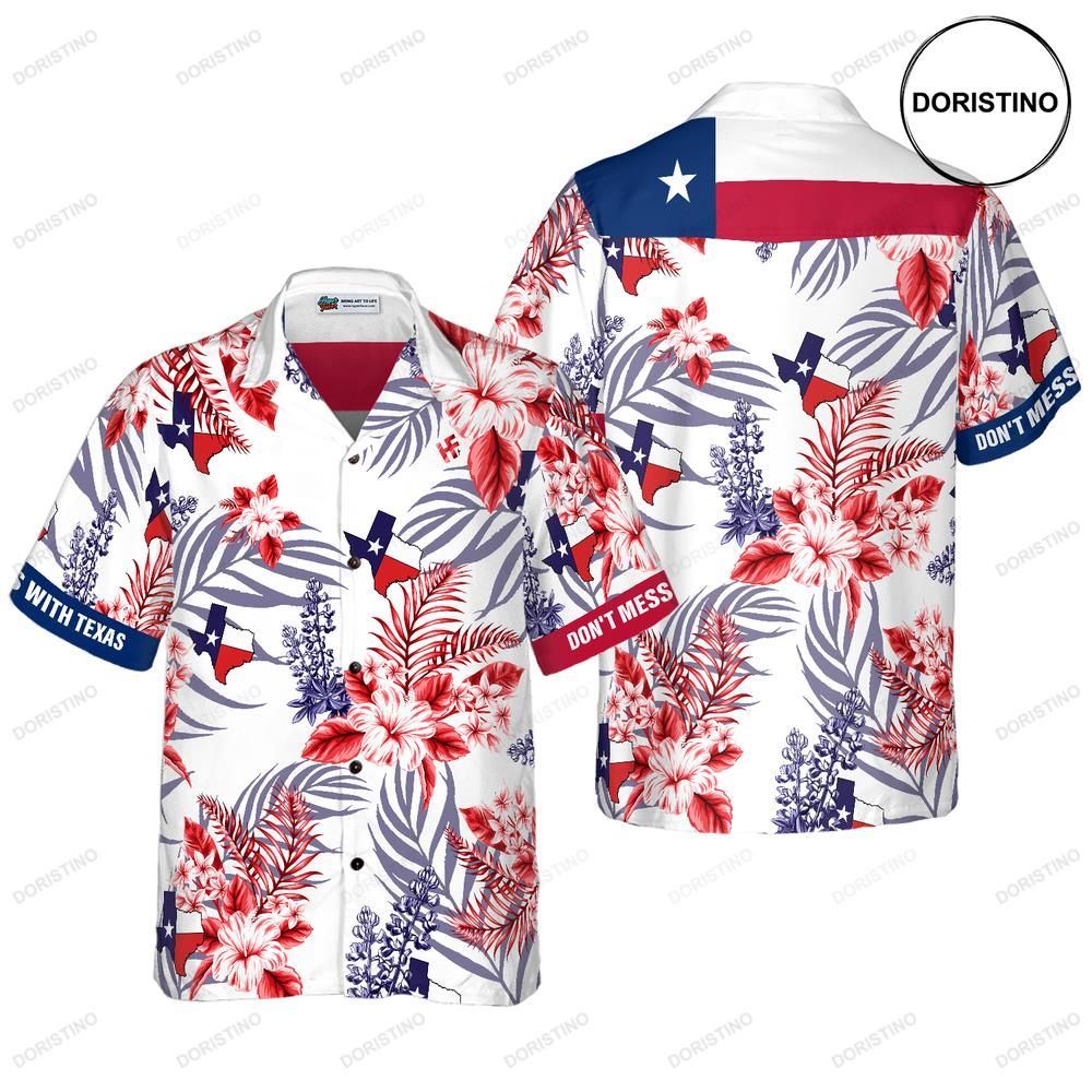 Floral Bluebonnet Don't Mess With Texas For Men Texas Home Proud Texas Fo Hawaiian Shirt