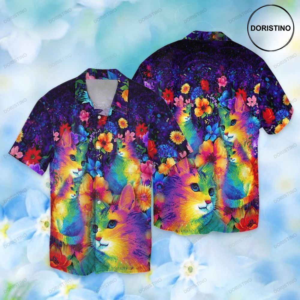 Floral Rainbow Cats Limited Edition Hawaiian Shirt