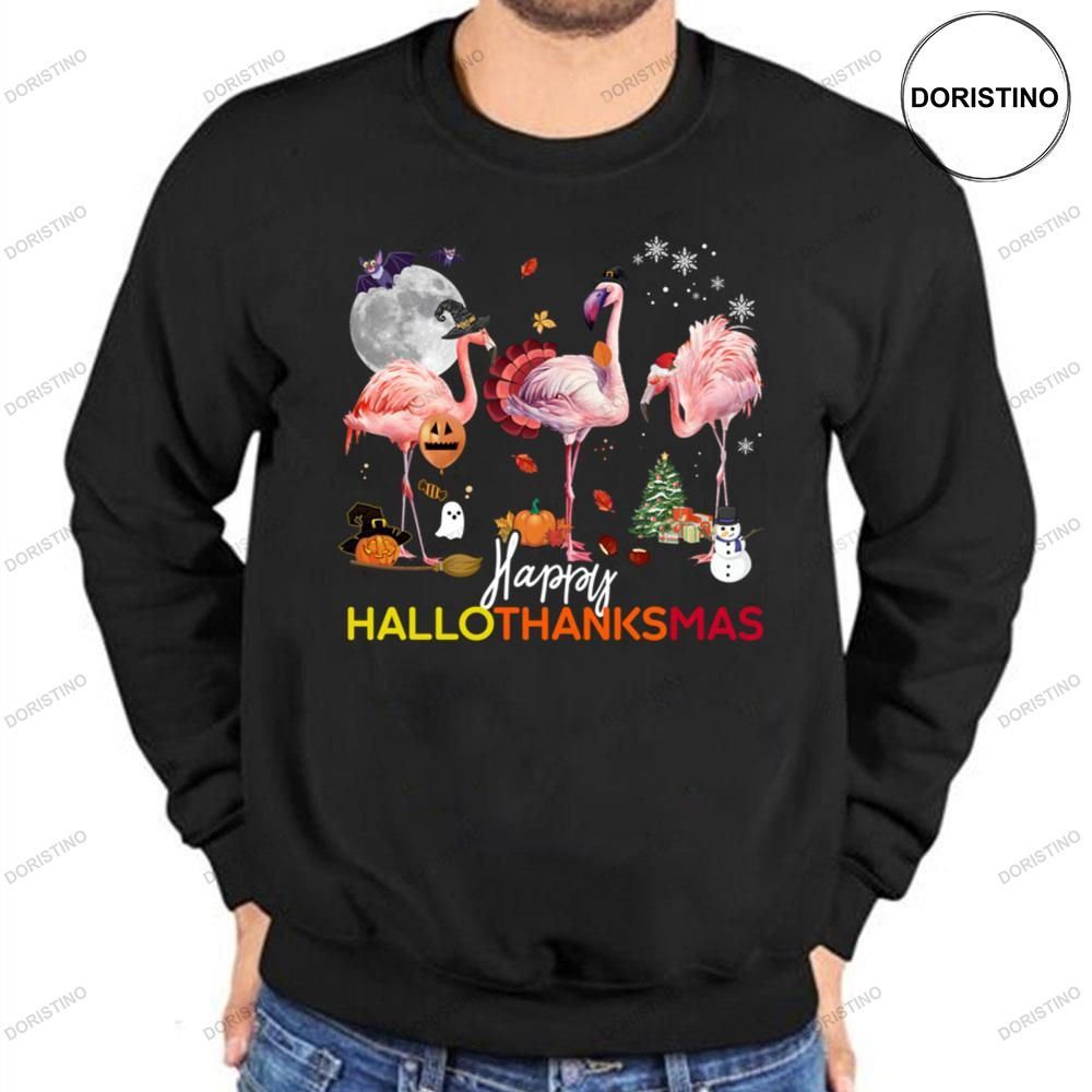 Flamingo Happy Thanksmas Hallothanksmas Shirts