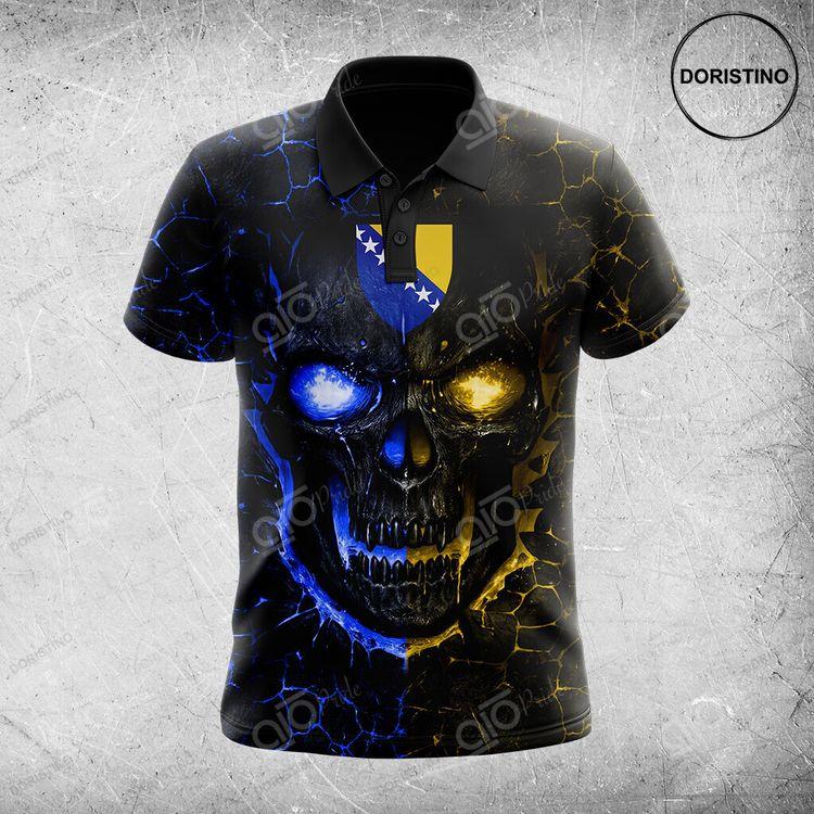 Bosnia Coat Of Arms Skull Lava Flag Polo Shirt Doristino Polo Shirt|Doristino Awesome Polo Shirt|Doristino Limited Edition Polo Shirt}
