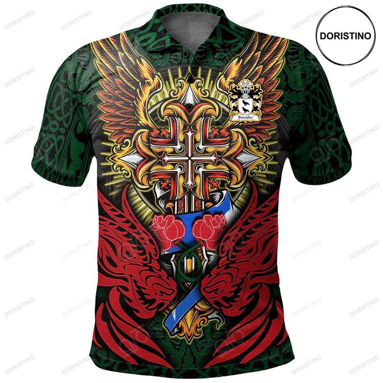 Bowdler Of Brompton Montgomeryshire Welsh Family Crest Polo Shirt Red Dragon Duo Celtic Cross Doristino Polo Shirt|Doristino Awesome Polo Shirt|Doristino Limited Edition Polo Shirt}