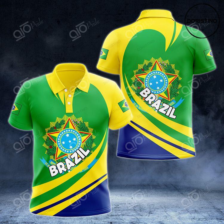 Brazil Coat Of Arms Big Wave Style Polo Shirt Doristino Polo Shirt|Doristino Awesome Polo Shirt|Doristino Limited Edition Polo Shirt}