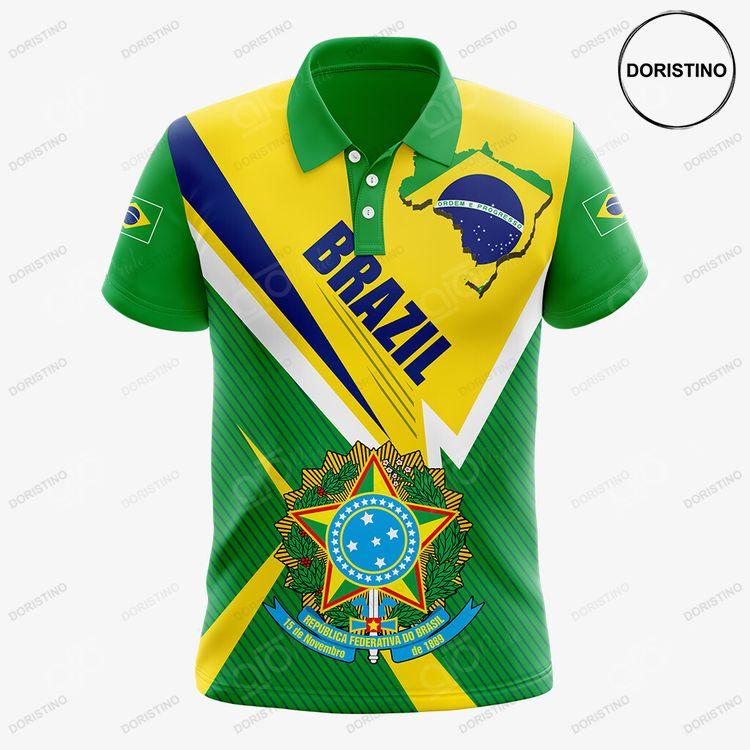 Brazil Coat Of Arms Flag Map Polo Shirt Doristino Polo Shirt|Doristino Awesome Polo Shirt|Doristino Limited Edition Polo Shirt}