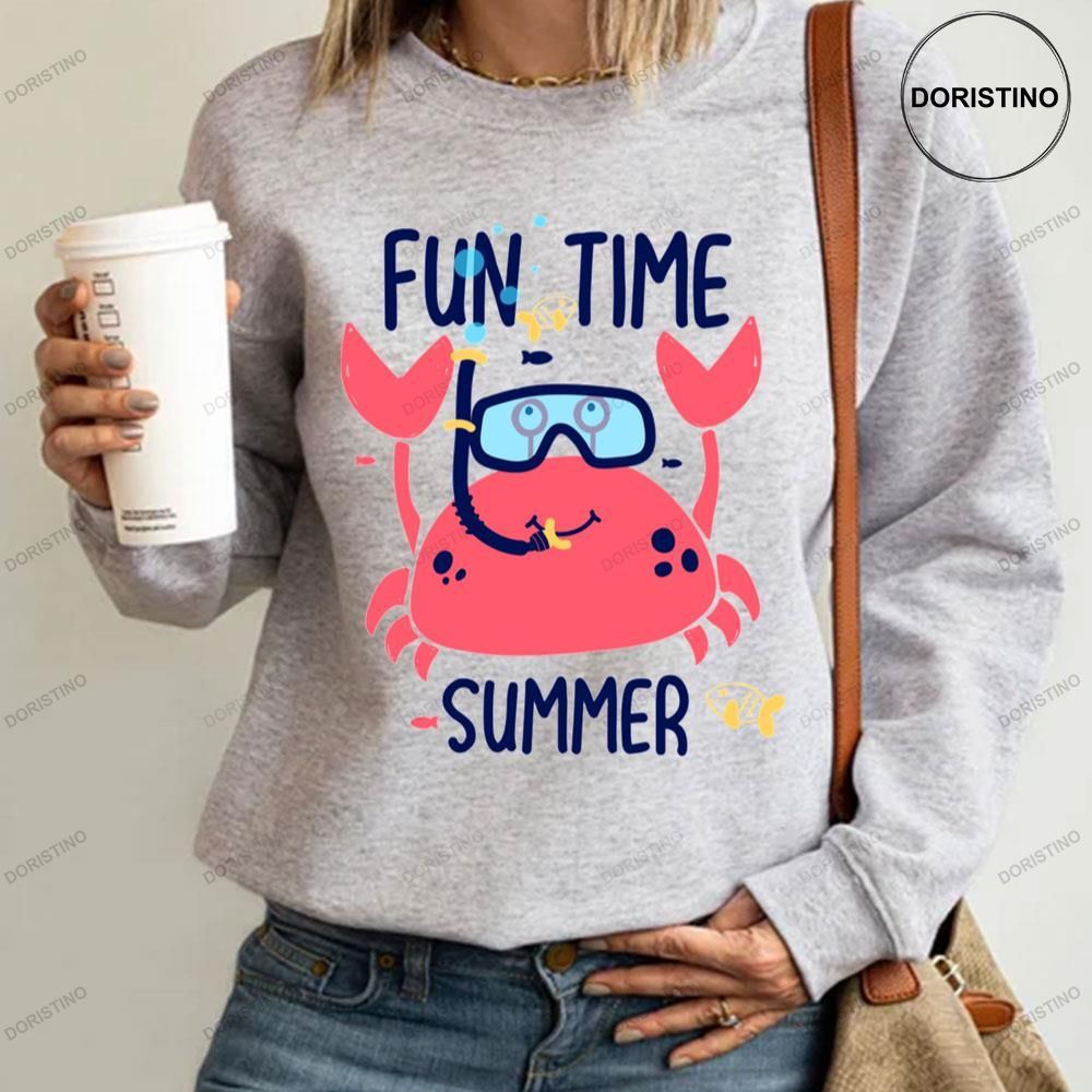 Summer Fun Time Crab With Slogan Style