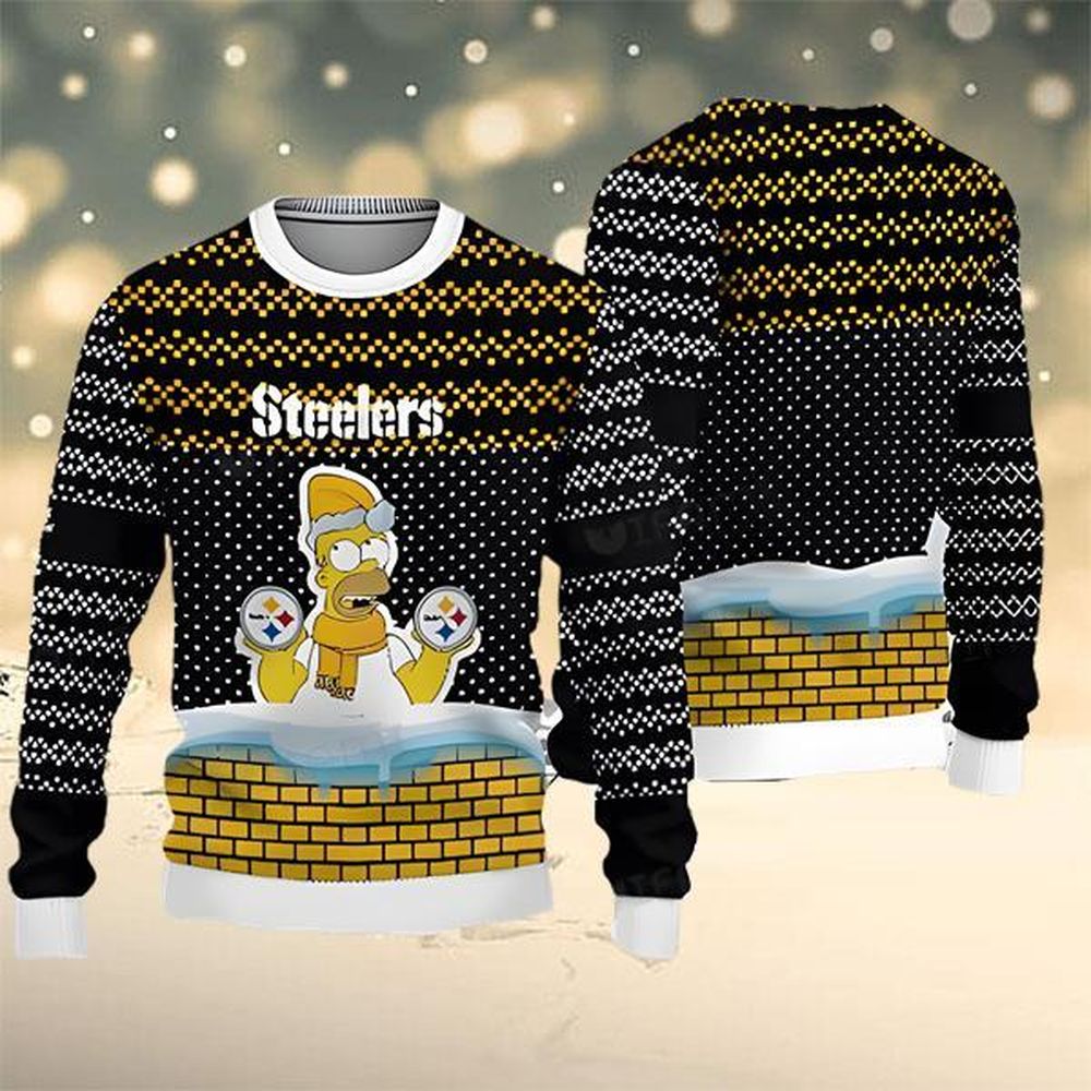 Homer Simpson Pittsburgh Steelers Ugly Christmas Sweater The…