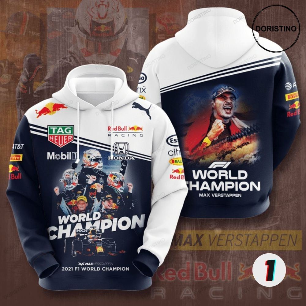 Max Verstappen 2021 Formula 1 World Champion Signature All Over Print Hoodie