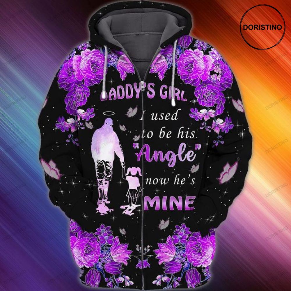 Memorial Day Father And Daughter Daddy Girl Used To Be His Angel Now He Is Mine All Over Print Hoodie
