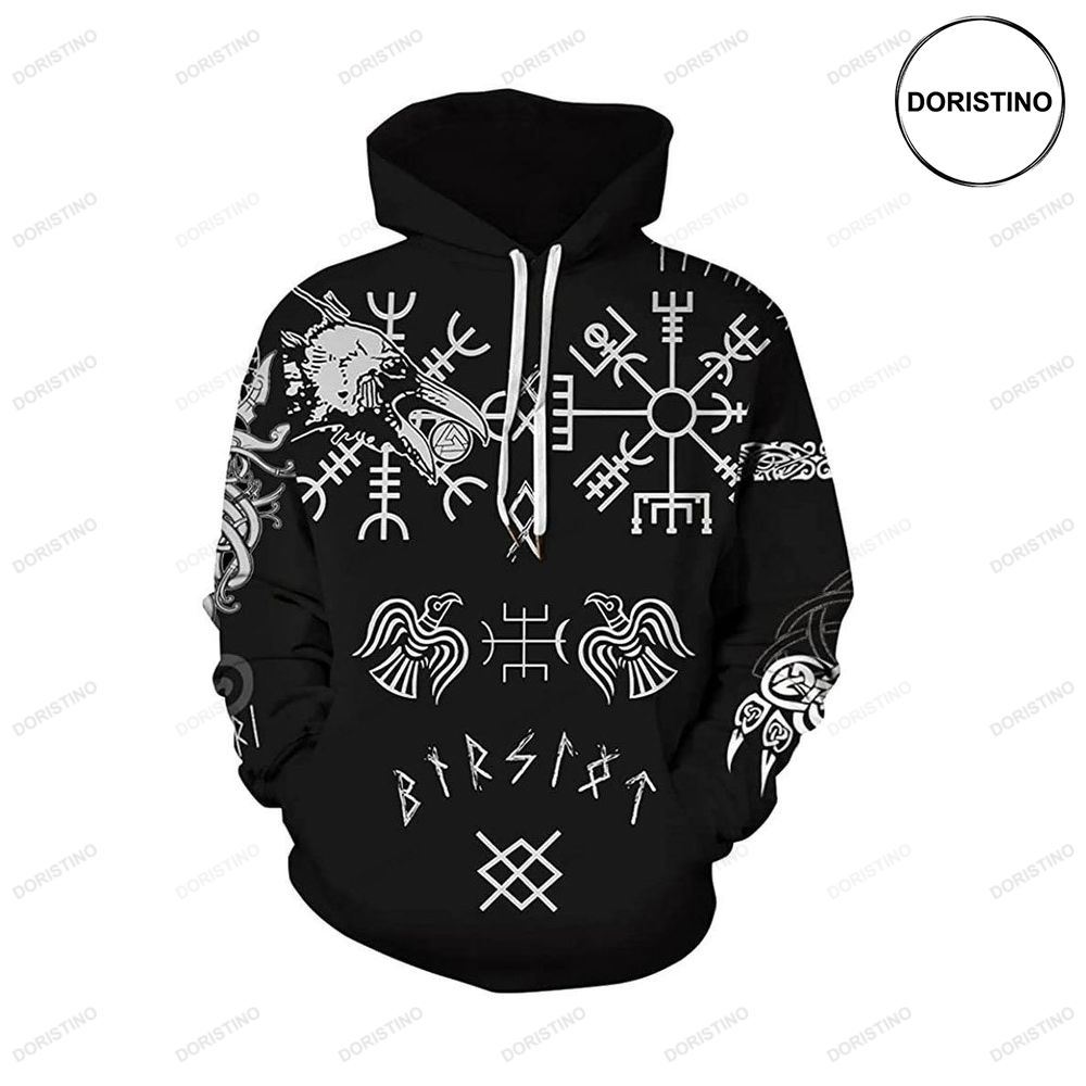 Mens Viking Raven Compass Awesome 3D Hoodie