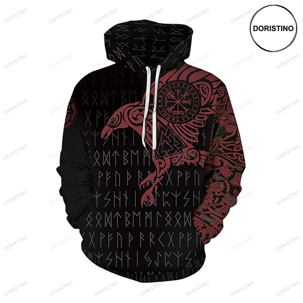 Mens Viking Red Raven Awesome 3D Hoodie