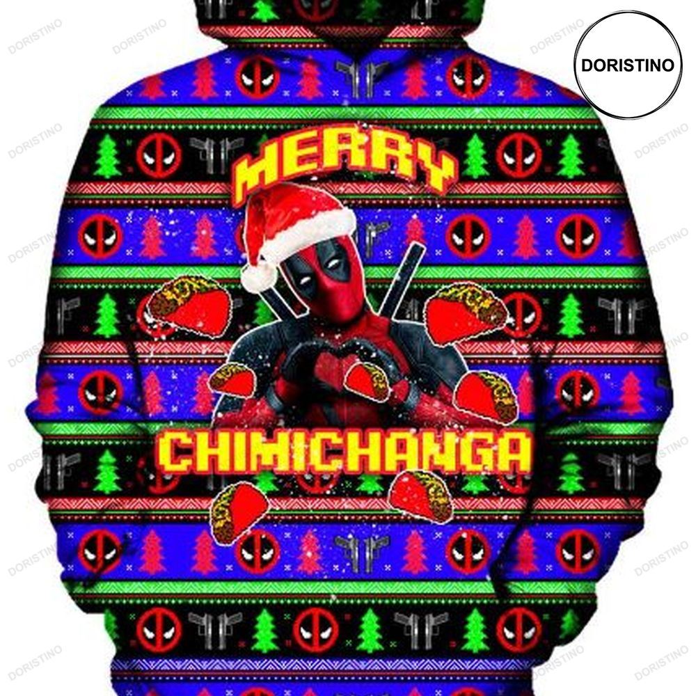 Merry Chimichanga Deadpool Xmas And Ped All Over Print Hoodie
