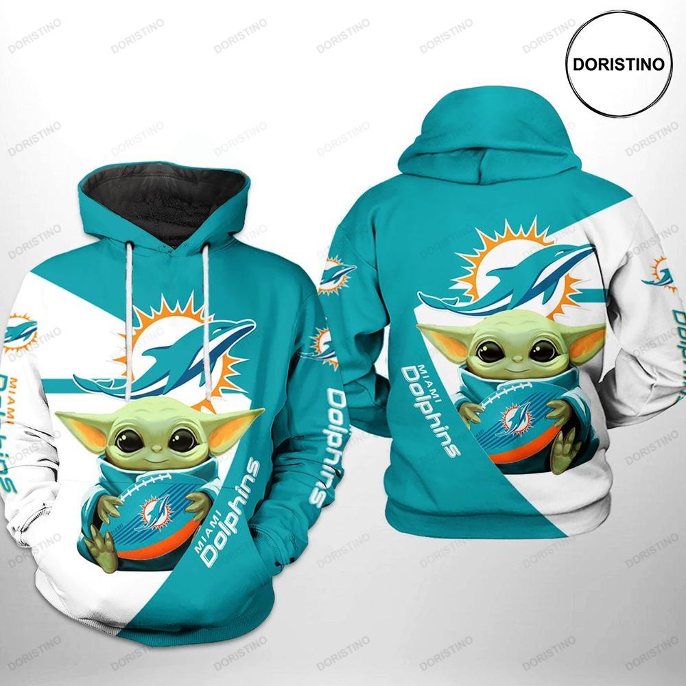 Miami Dolphins Nfl Baby Yoda Team Limited Edition 3d Hoodie