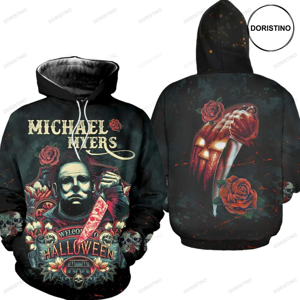 Michael Myers And Roses Halloween Horror Movie Ed Awesome 3D Hoodie