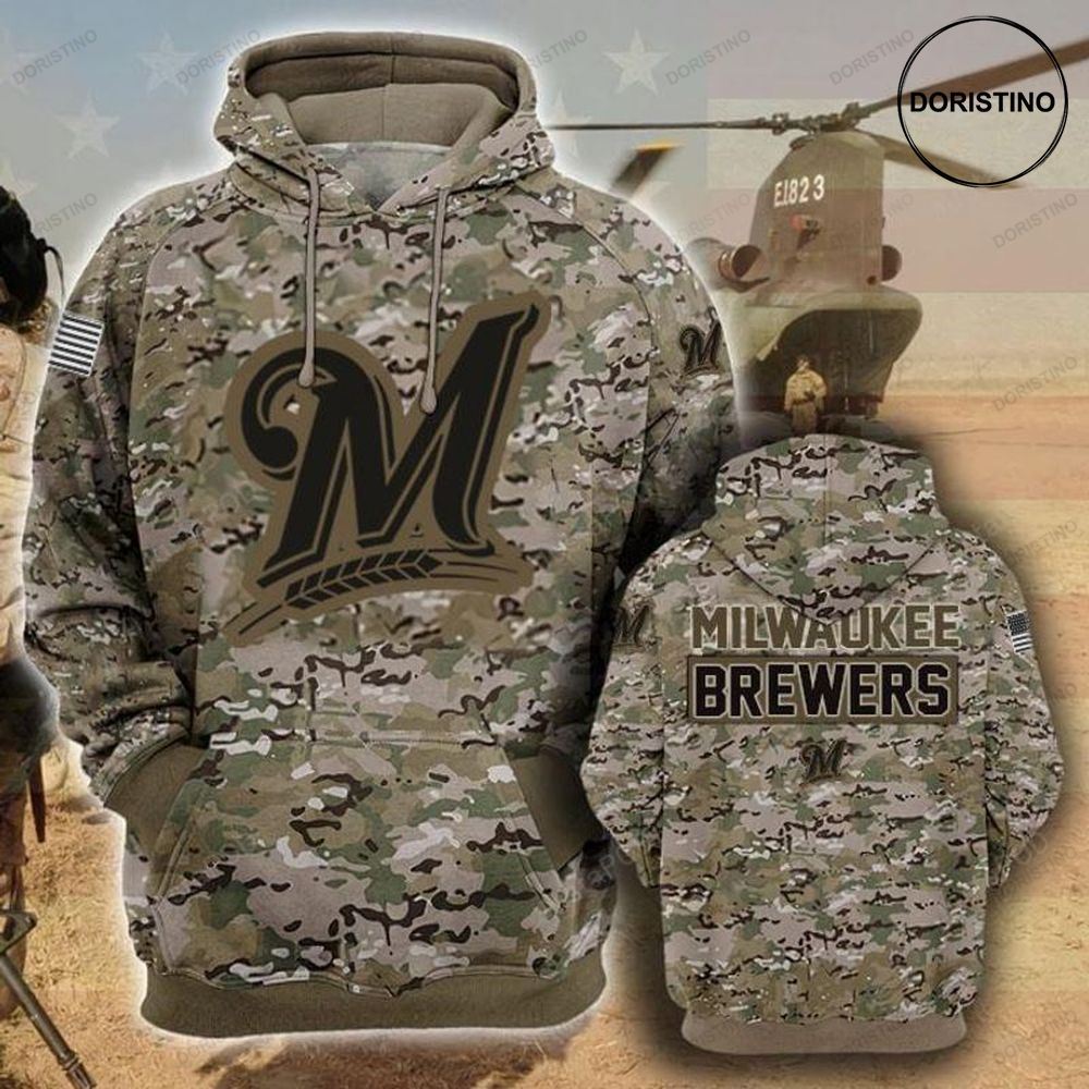 Milwaukee Brewers Camouflage Veteran Cotton Limited Edition 3d Hoodie