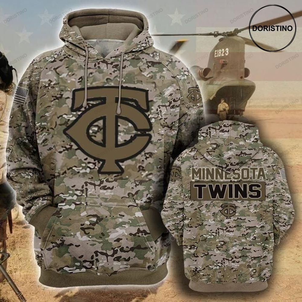Minnesota Twins Camouflage Veteran Cotton Limited Edition 3d Hoodie