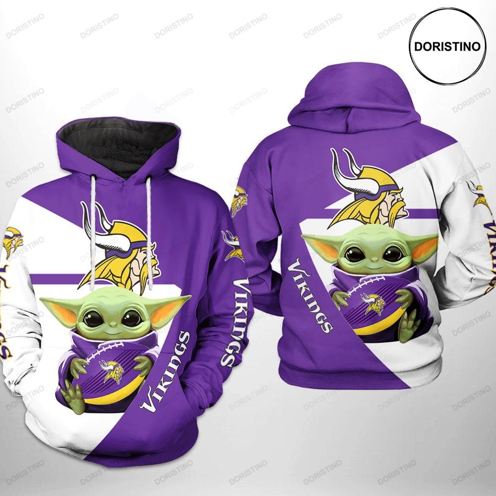 Minnesota Vikings Nfl Baby Yoda Team Limited Edition 3d Hoodie