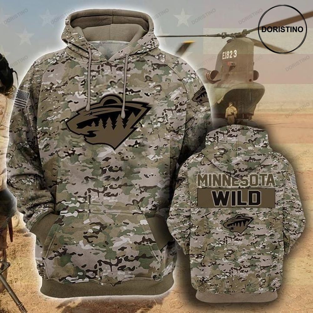 Minnesota Wild Camouflage Veteran Cotton Limited Edition 3d Hoodie