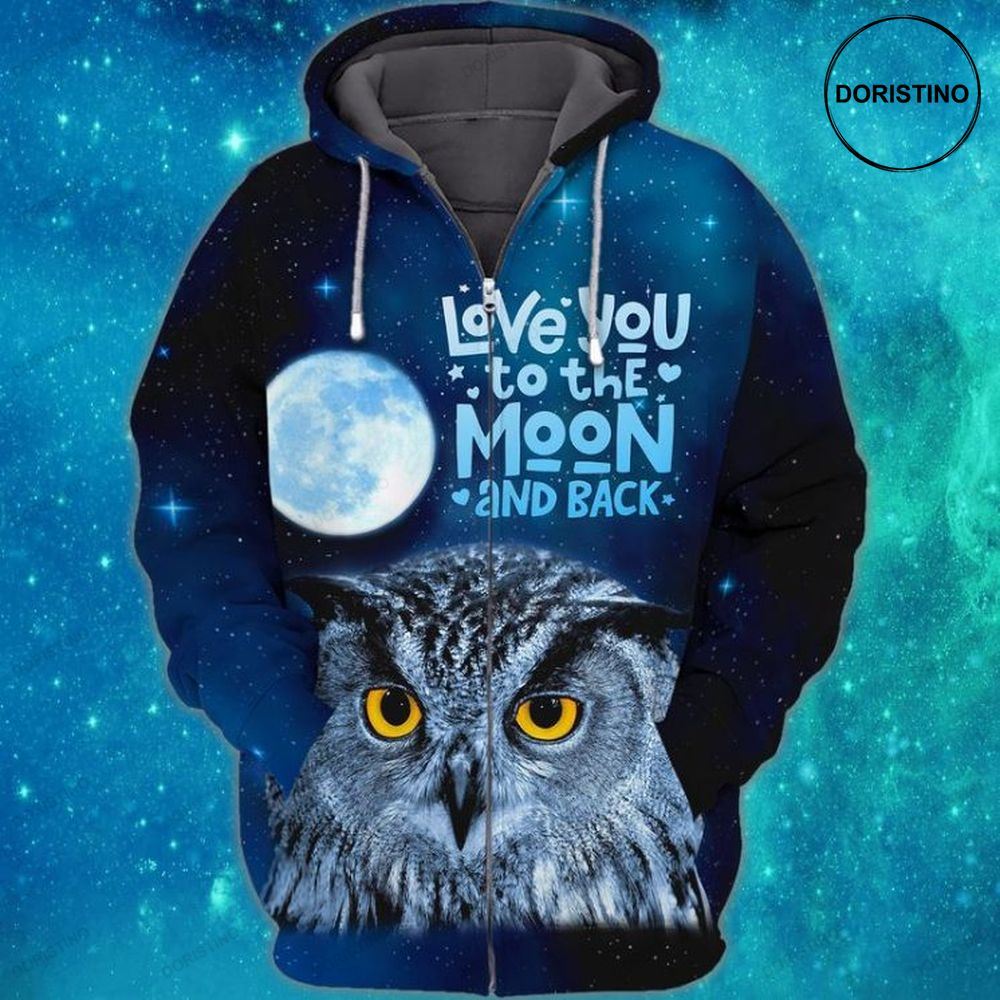 Moon Owl Love You To The Moon And Back Awesome 3D Hoodie