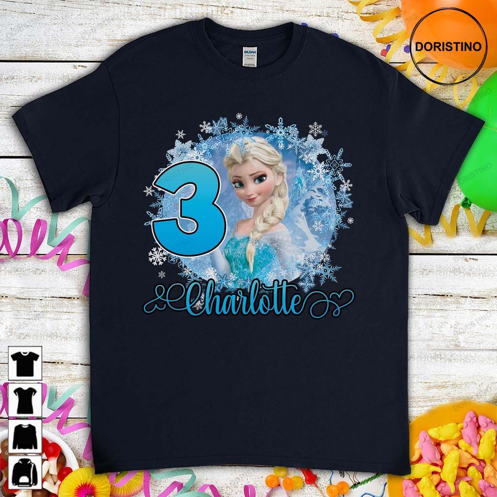 Elsa Frozen Cartoon Birthday Gift For Son Daughter Custom Name Family Birthday For Men Women Boys Girls Limited Edition T-shirts