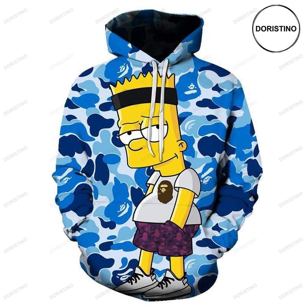 Bart Simpson Blue Camouflage Awesome 3D Hoodie