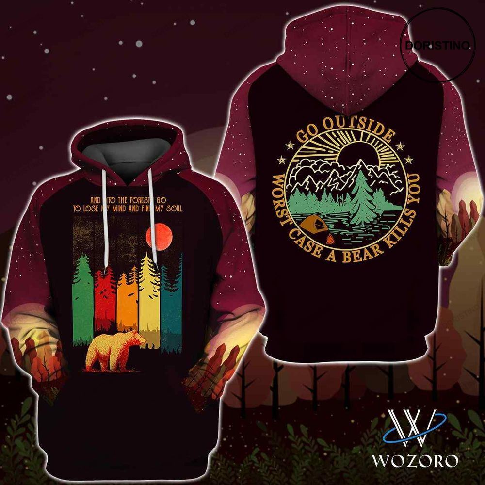 Bear Vintage Forest Camping Awesome 3D Hoodie